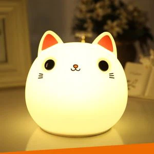Lâmpada noturna Cat recarregável de silicone para crianças
