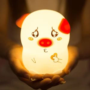 Nova cor recarregável led mudando luz noturna de silicone para crianças