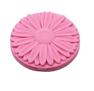 Silicone portátil lado duplo portátil dobrável em volta do espelho de maquiagem
