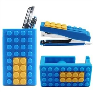 Blocos de construção quadrados 3D duráveis ​​suporte para caneta de plástico de silicone