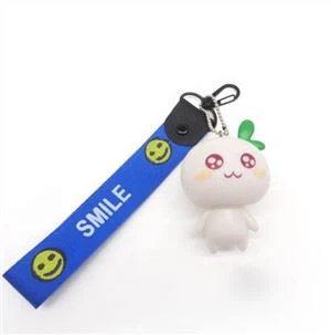 Chaveiro com alça de borracha personagens de boneca 3D Suporte para chaveiro de silicone